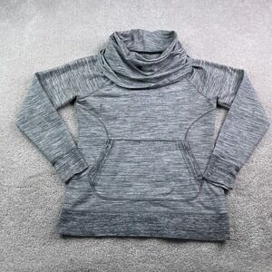 LL Bean Sweatshirt Womens Medium Grey Heathered Cozy Cowl Neck Thumbholes